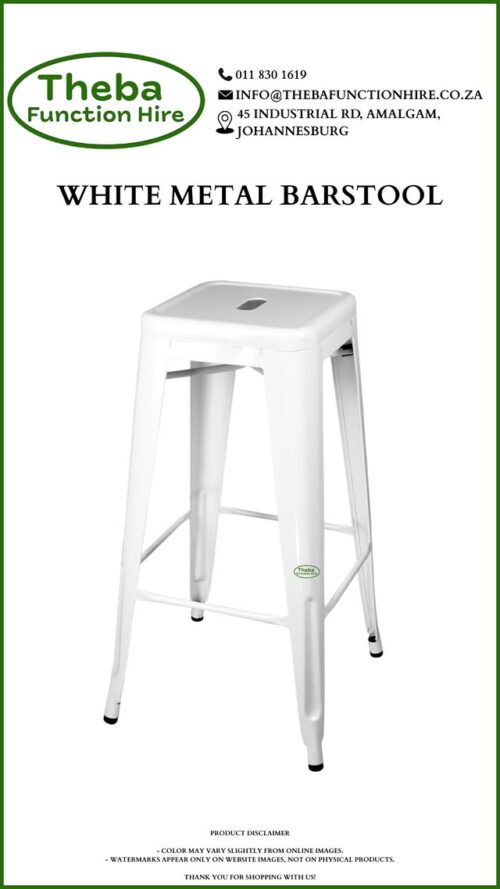 white metal barstool